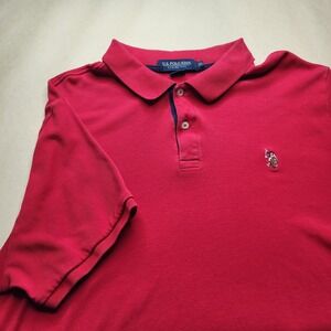 US Polo Assn Mens 2XL Red Luxury Feel Cotton Short Sleeve Polo Shirt Embroidered